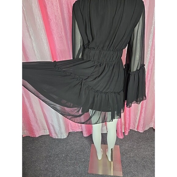 Miss Ord Black Whimsigoth Witchy Chiffon Tiered Lined Dress Size XL - Picture 9 of 14